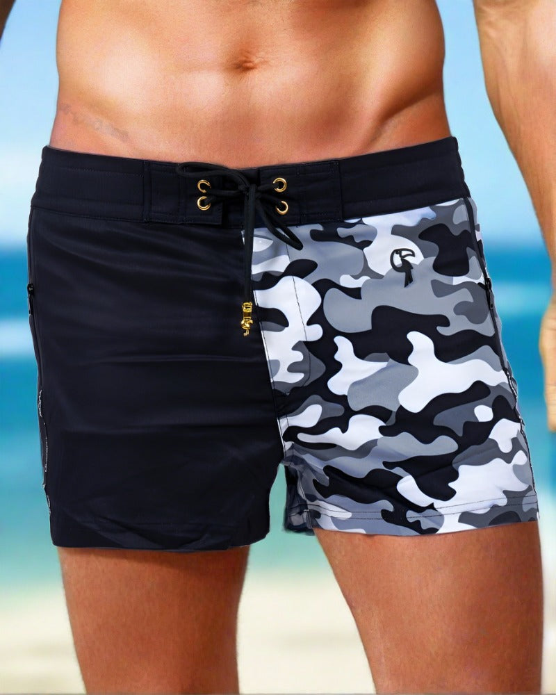 Split Camo Black Swim Shorts - 3" Shorts / Board shorts Tucann 