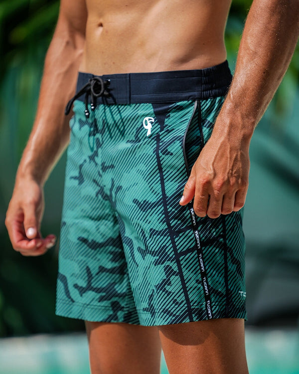 Striped Green Camo - 7" Shorts / Board shorts Tucann 
