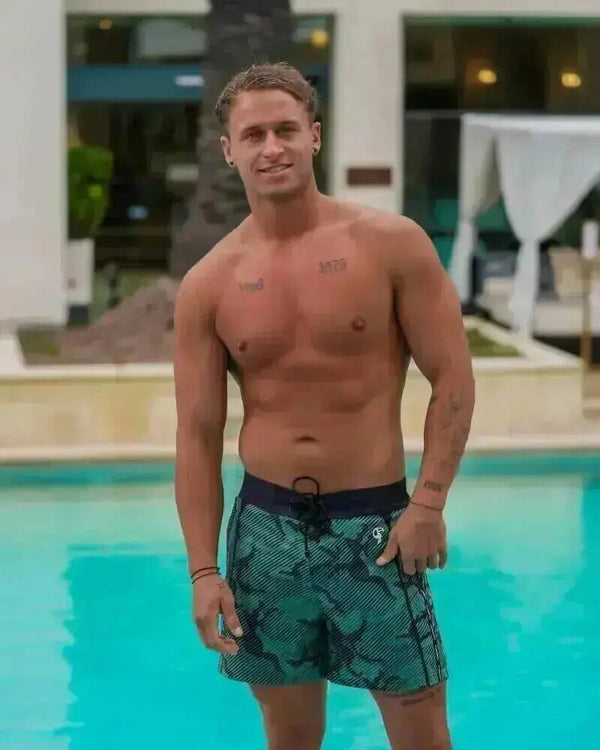 Striped Green Camo Swim Trunks - 5" Shorts / Board shorts Tucann 