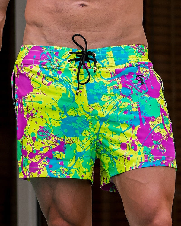 Wild Splatter Lime - 3" Swim Trunks Tucann 
