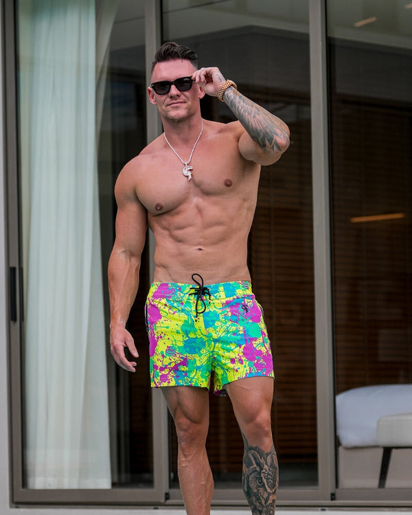 Wild Splatter Lime - 3" Swim Trunks Tucann 