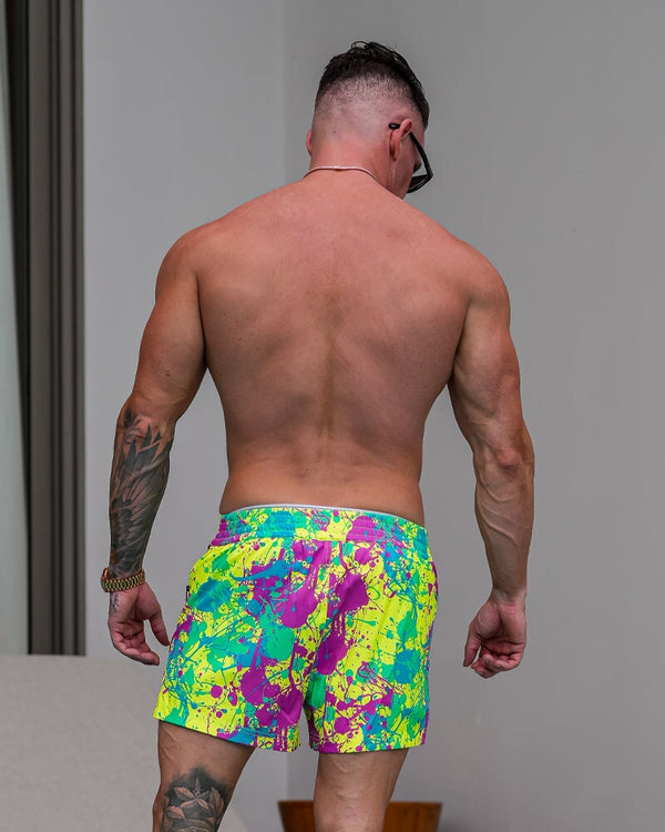 Wild Splatter Lime - 3" Swim Trunks Tucann 