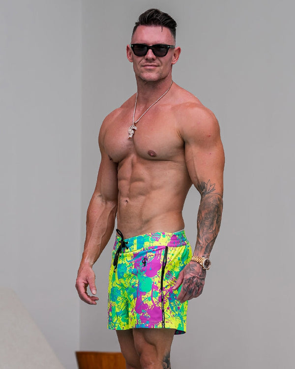Wild Splatter Lime - 3" Swim Trunks Tucann 