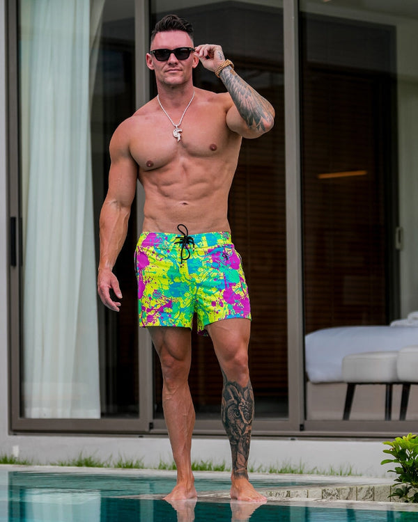 Wild Splatter Lime - 3" Swim Trunks Tucann 