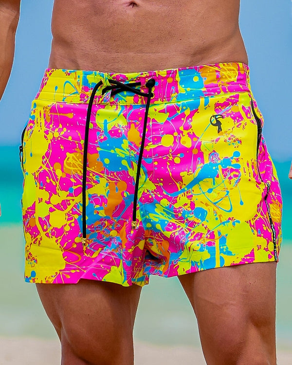 Wild Splatter Pink - 3" Swim Trunks Tucann 
