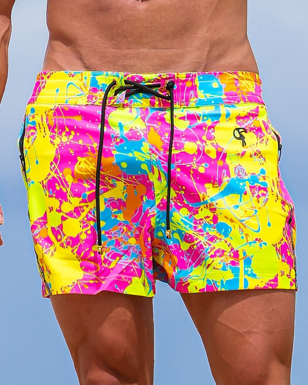 Wild Splatter Pink - 3" Swim Trunks Tucann 