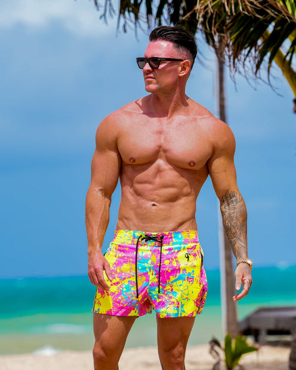 Wild Splatter Pink - 3" Swim Trunks Tucann 