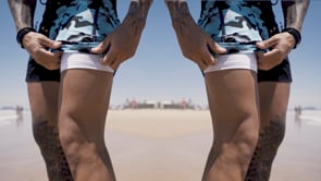 Split Camo Blue Semi Elasticized Waistband  Swim Shorts  