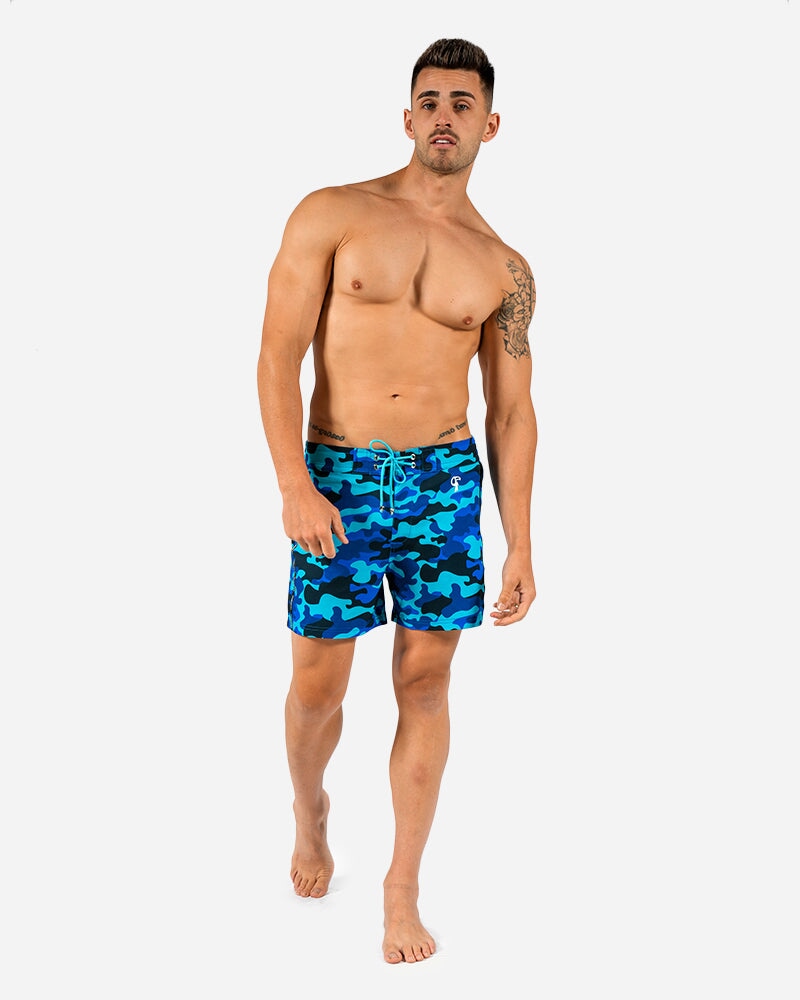 5" Blue Camo Swim Shorts Swim Trunks Tucann 