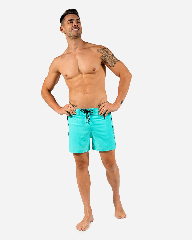 5" Fluro Aqua Swim Shorts Swim Trunks Tucann 