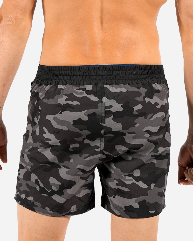 5" Full Black Camo Swim Trunks Tucann 