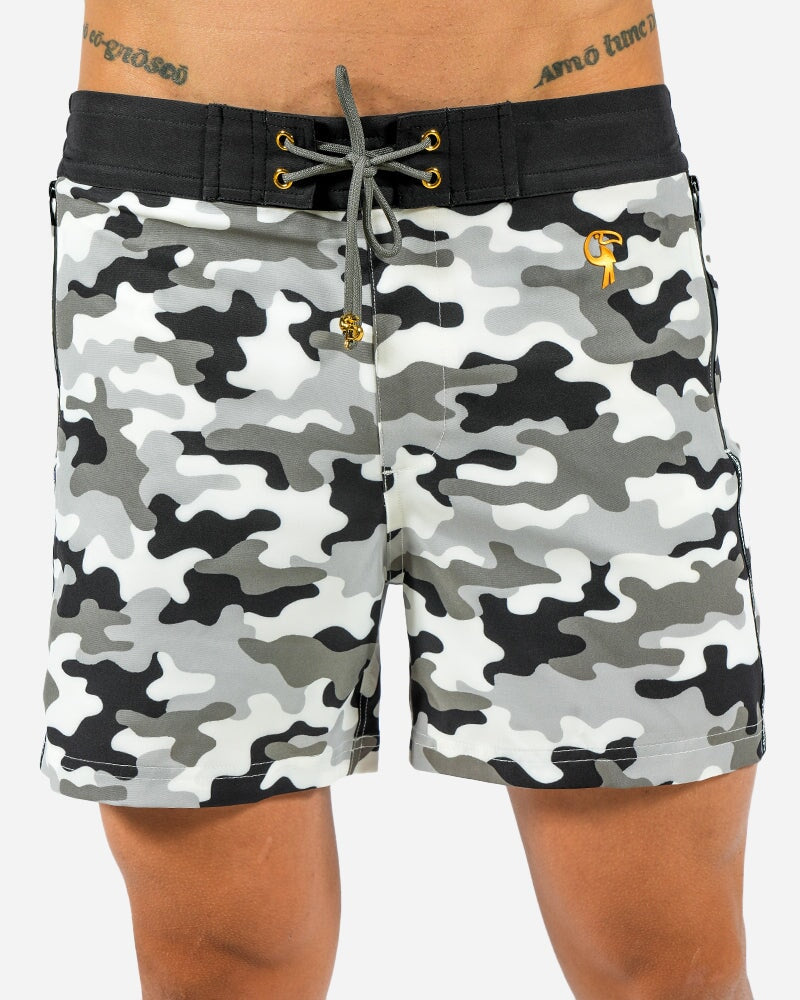 5" Full White Camo Swim Trunks Tucann 