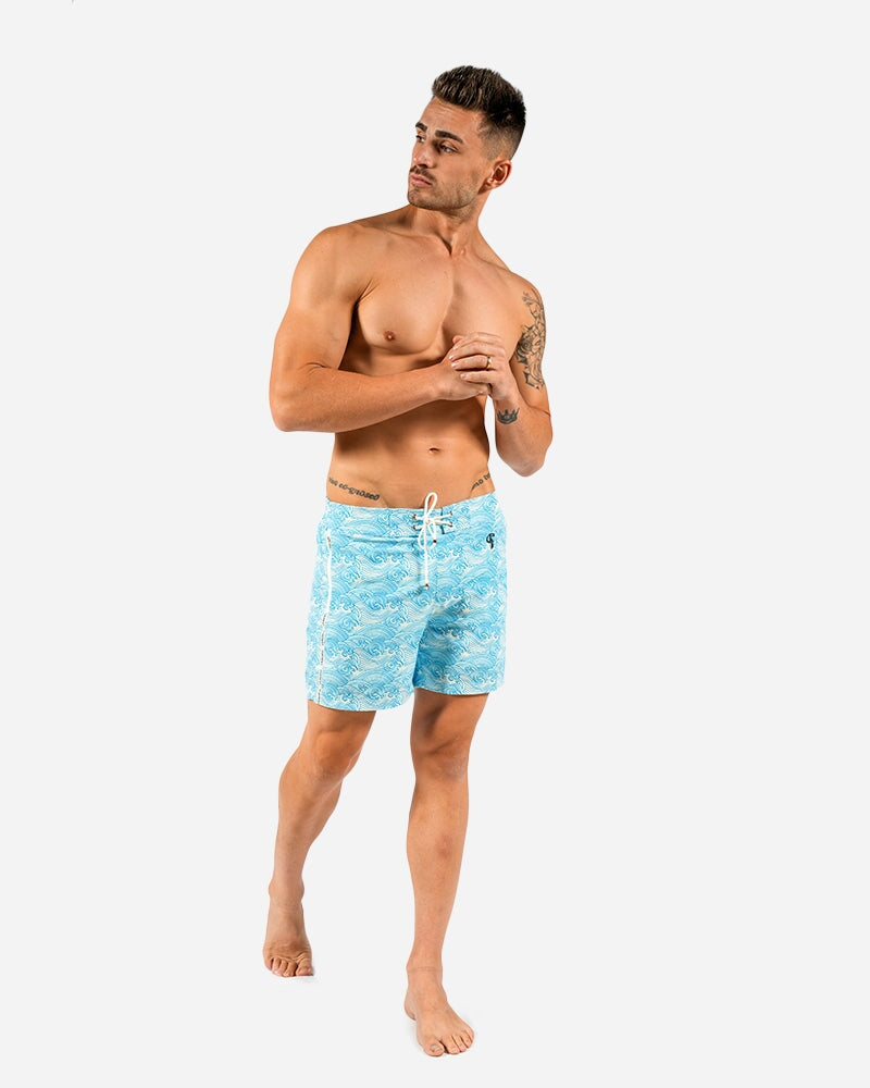 5" Make Waves Blue Swim Trunks Swim Trunks Tucann 