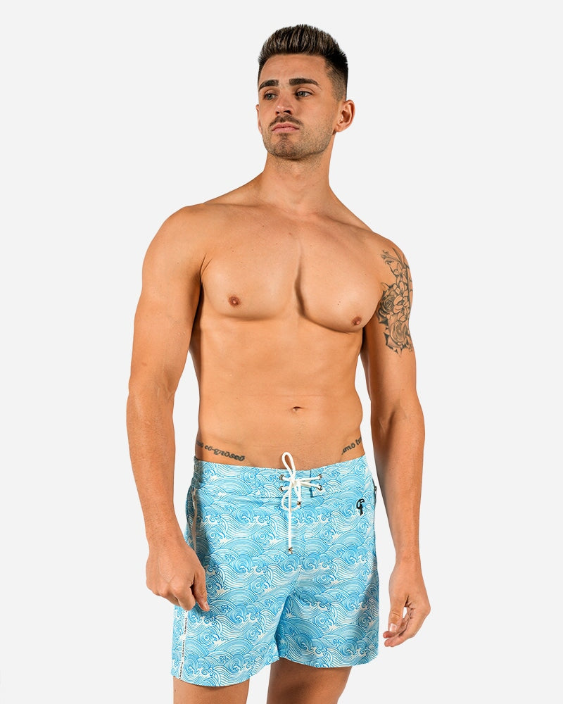 5" Make Waves Blue Swim Trunks Swim Trunks Tucann 