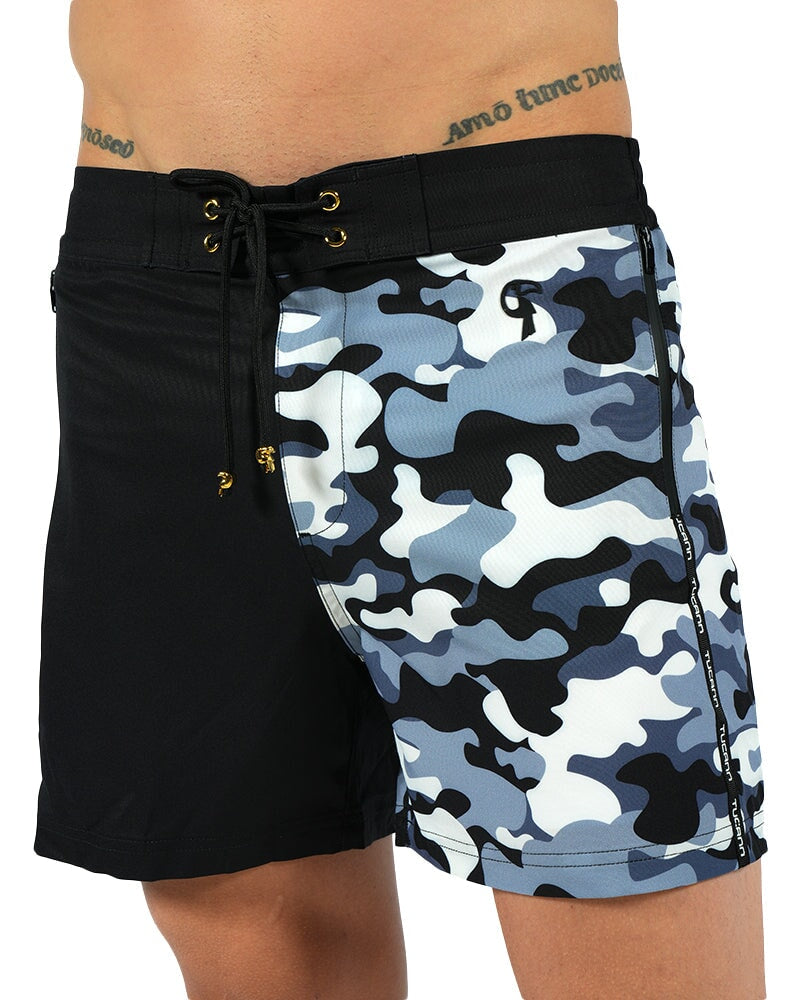 5" Split Camo Black Swim Trunks Tucann 