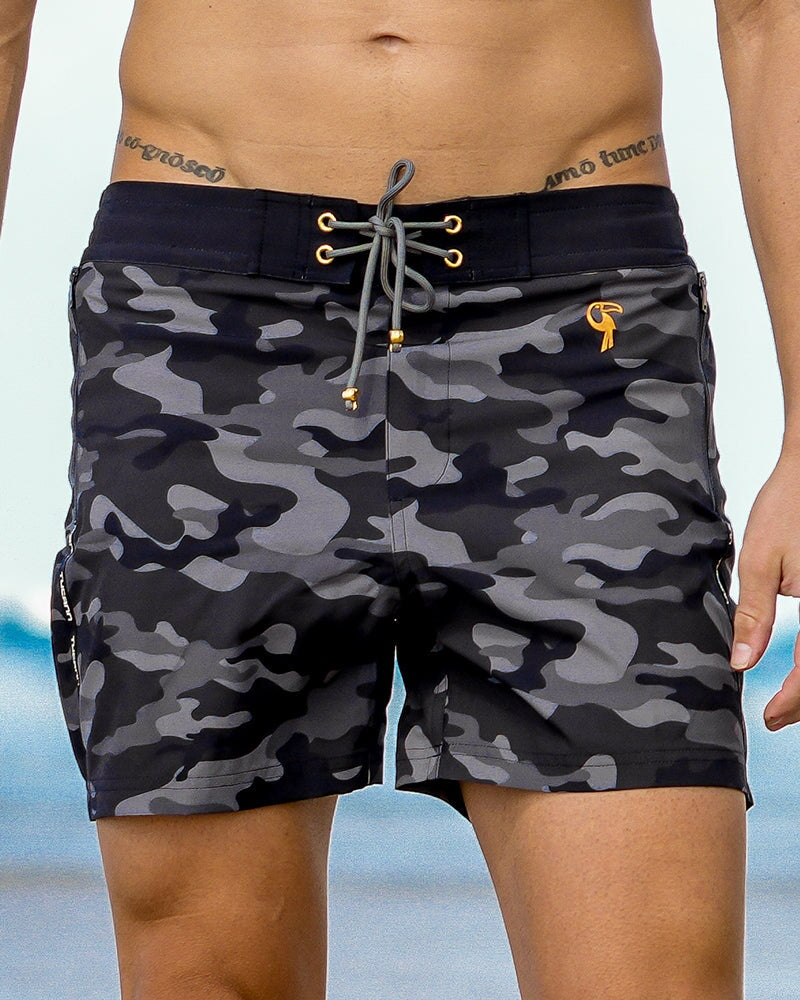 Black Camo Swim Trunks - 5" Swim Trunks Tucann 