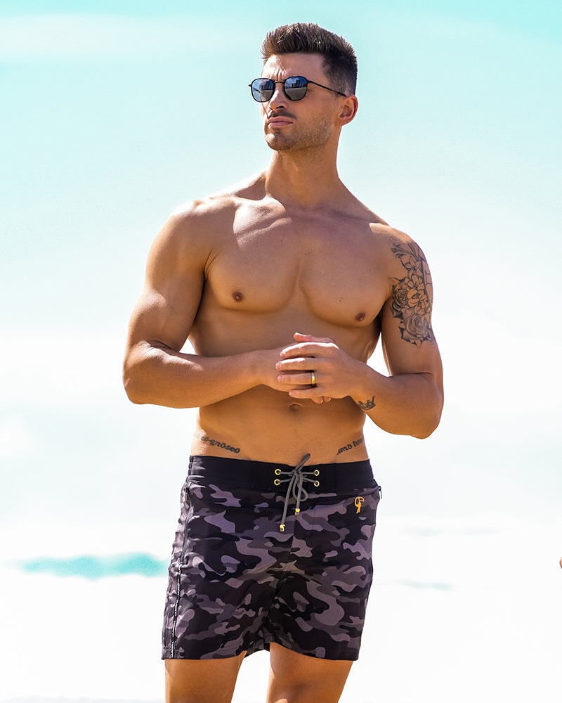 Black Camo Swim Trunks - 5" Swim Trunks Tucann 