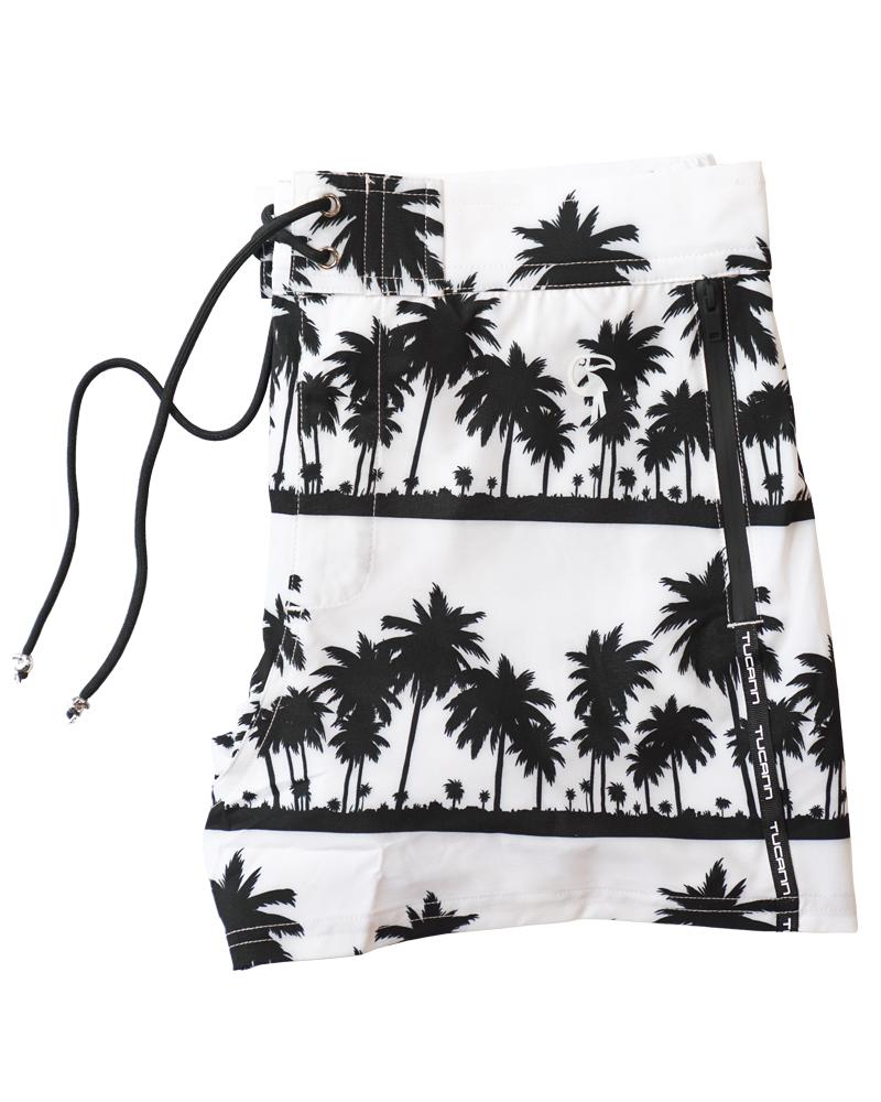 Black Palms White Swim Trunk Shorts / Board shorts Tucann 