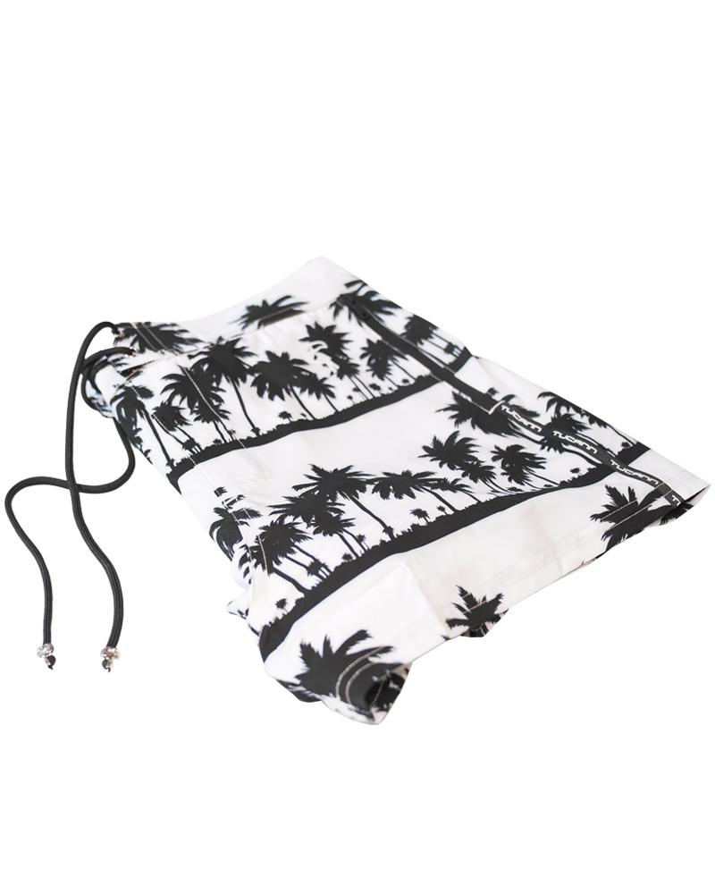 Black Palms White Swim Trunk Shorts / Board shorts Tucann 