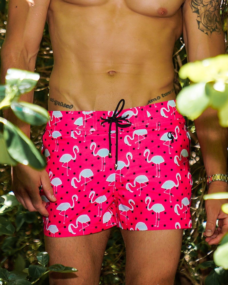 Flamingo 2 Pink Swim Shorts Shorts / Board shorts Tucann 