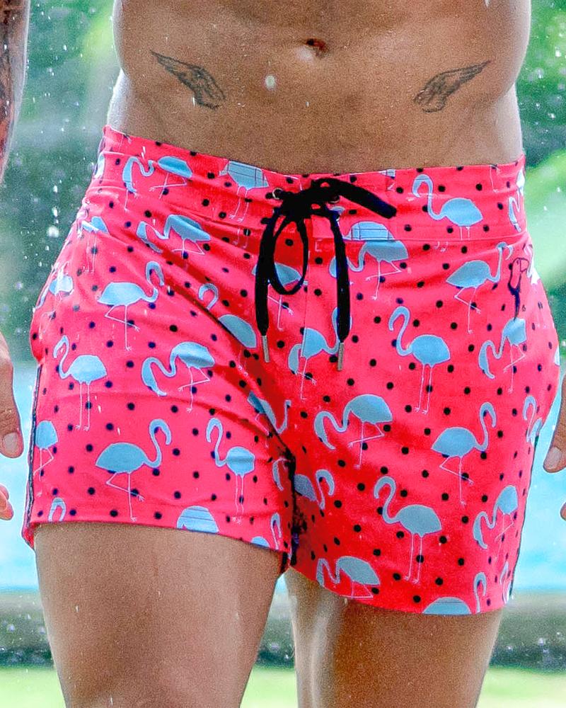 Flamingo 2 Pink Swim Shorts Shorts / Board shorts Tucann 