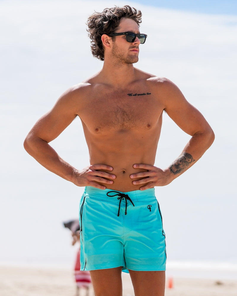 Fluro Aqua Swim Shorts - 5" Swim Trunks Tucann 