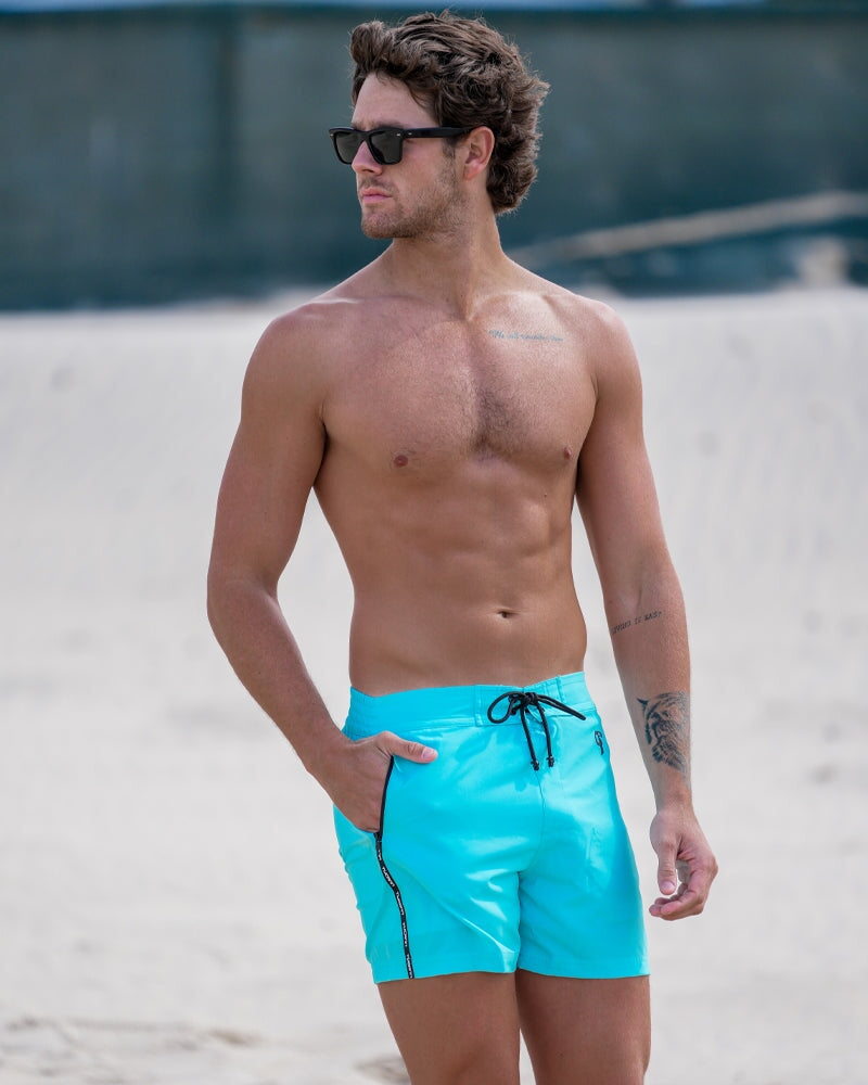 Fluro Aqua Swim Shorts - 5" Swim Trunks Tucann 