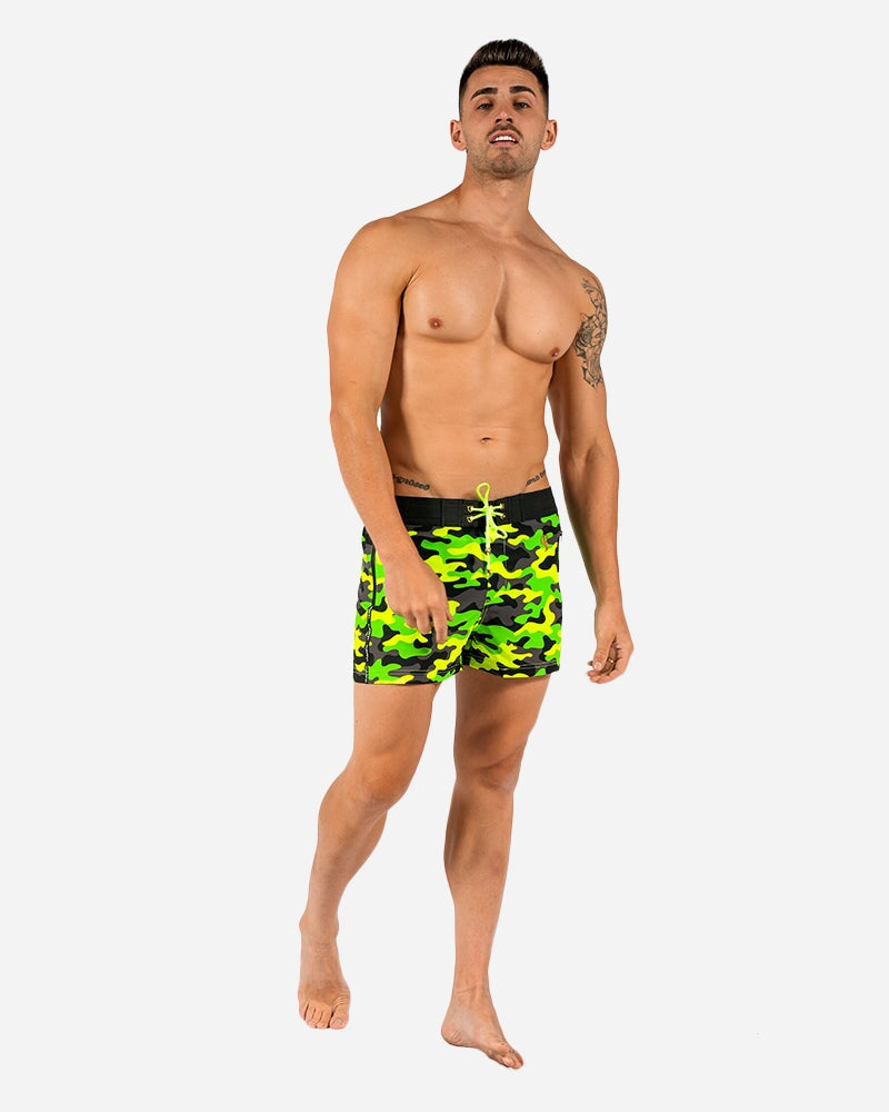 Full Fluro Green Camo Swim Trunks Tucann 