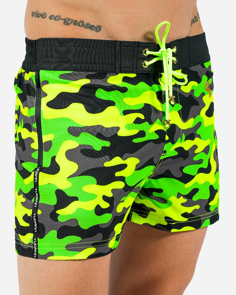 Full Fluro Green Camo Swim Trunks Tucann 