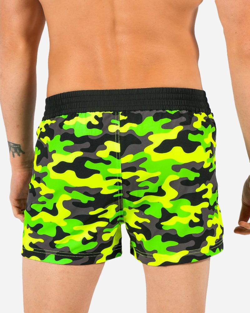 Full Fluro Green Camo Swim Trunks Tucann 