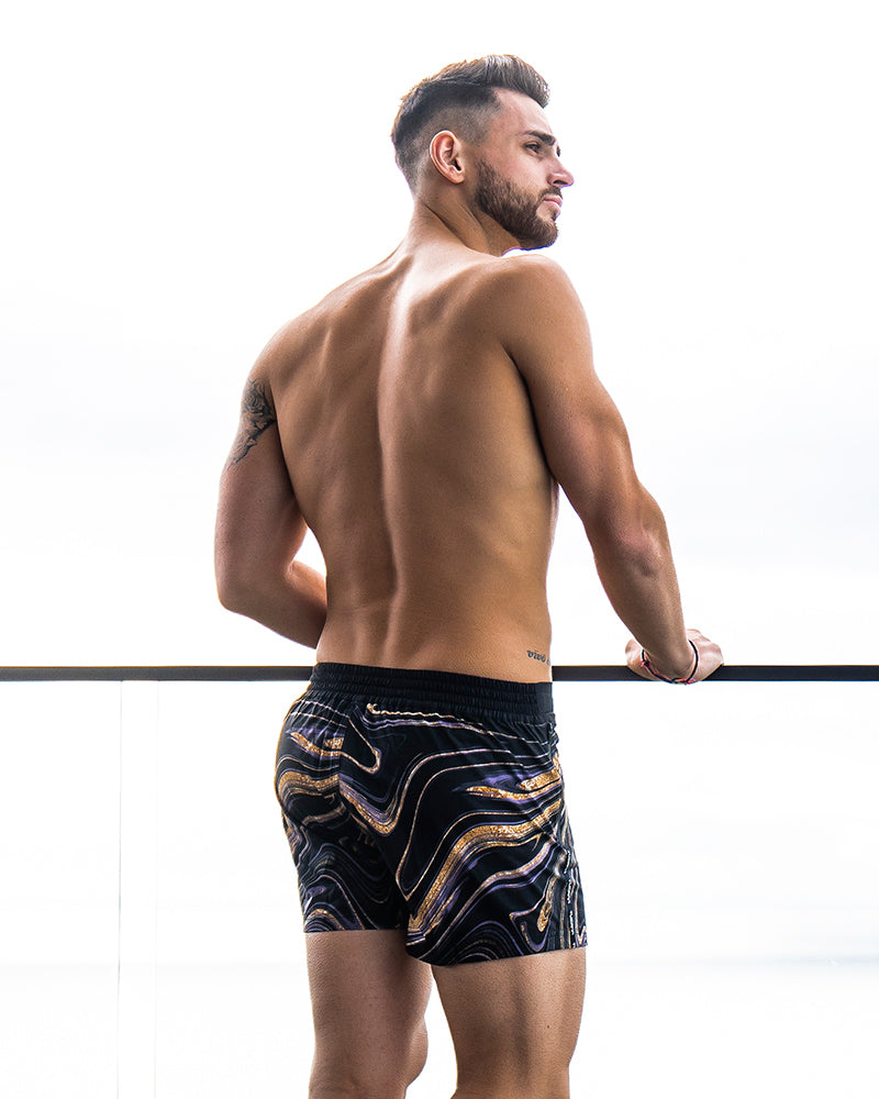 Gold Flake Swirl Swim Trunks Tucann 