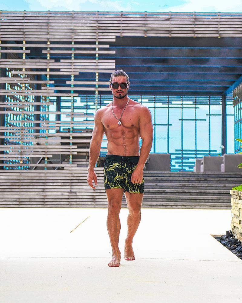 Gold Leaf Dark Green Swim Shorts Shorts / Board shorts Tucann 
