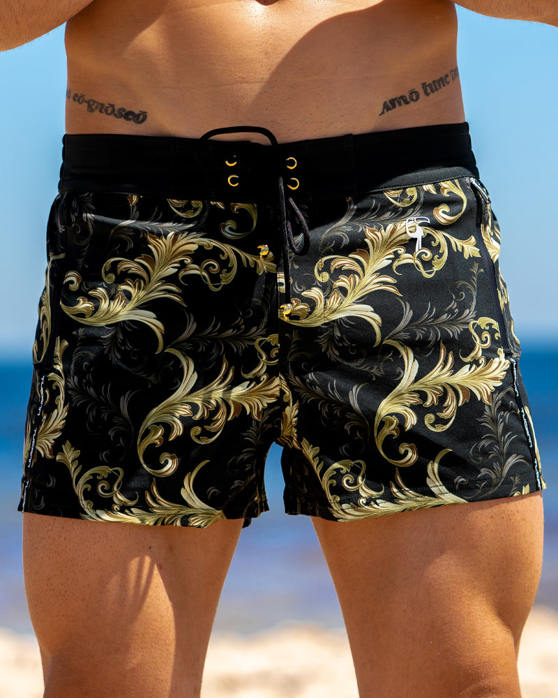 Gold Leaf Dark Green Swim Shorts Shorts / Board shorts Tucann 