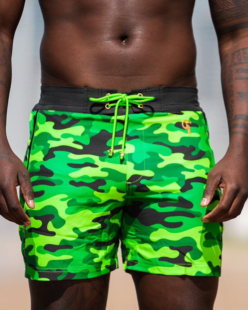 Jungle Green Camo Swim Trunks - 5" Swim Trunks Tucann 