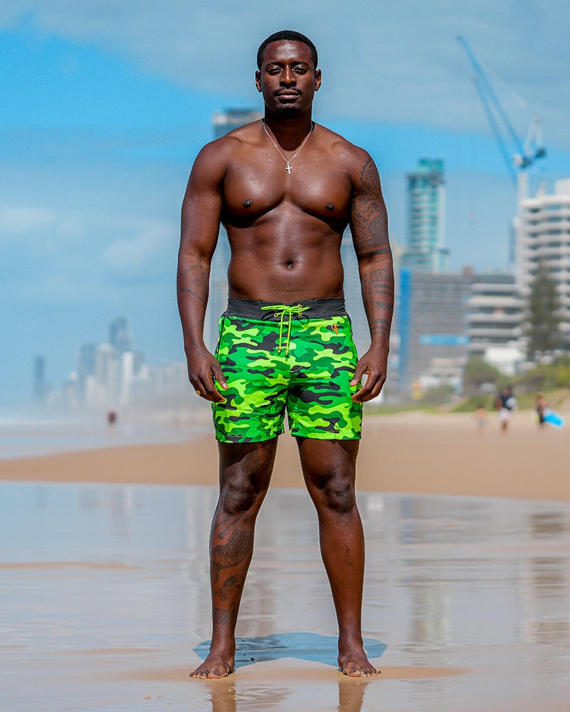 Jungle Green Camo Swim Trunks - 5" Swim Trunks Tucann 