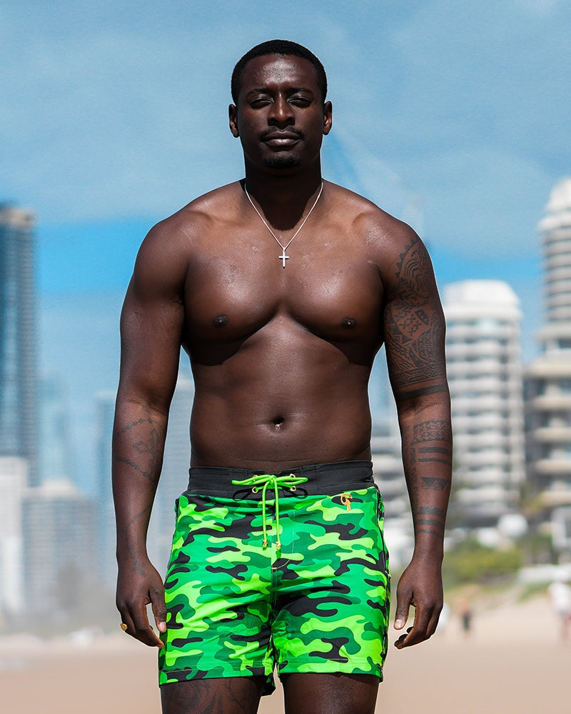 Jungle Green Camo Swim Trunks - 5" Swim Trunks Tucann 