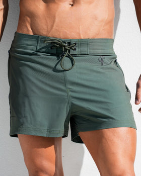 Khaki Green Swim Trunks - 3