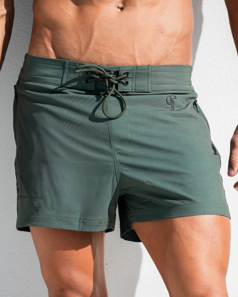 Khaki Green Swim Trunks - 3" Swim Trunks Tucann 