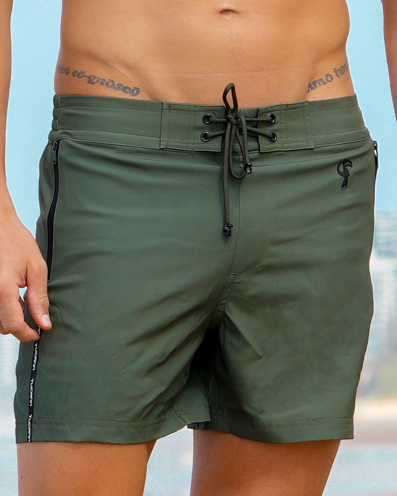 Khaki Green Swim Trunks - 5" Swim Trunks Tucann 