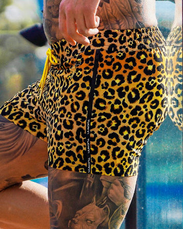 Leopard Print Gold Swim Shorts Shorts / Board shorts Tucann 