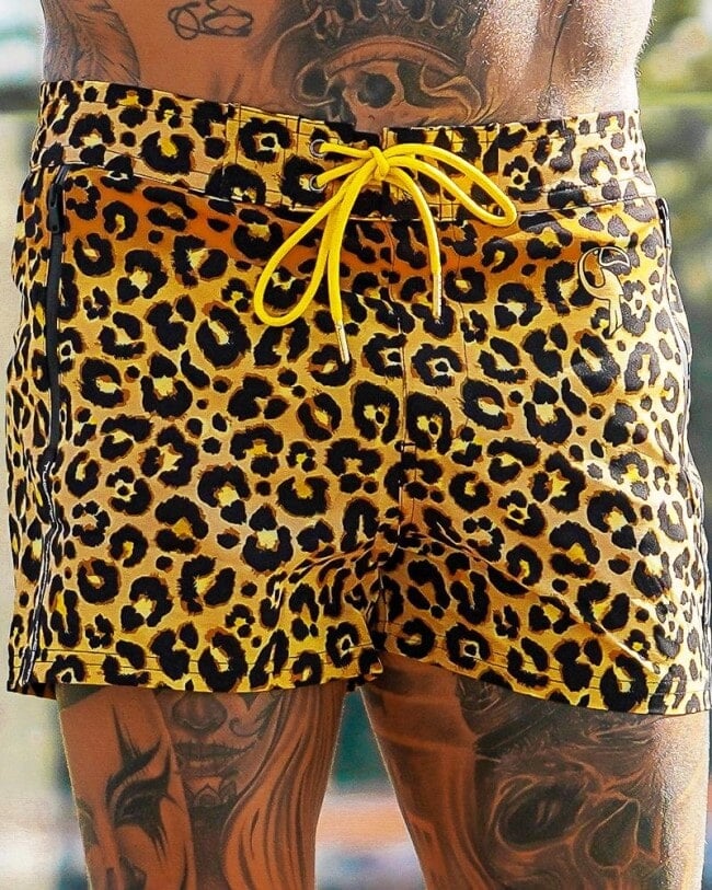 Leopard Print Gold Swim Shorts Shorts / Board shorts Tucann 
