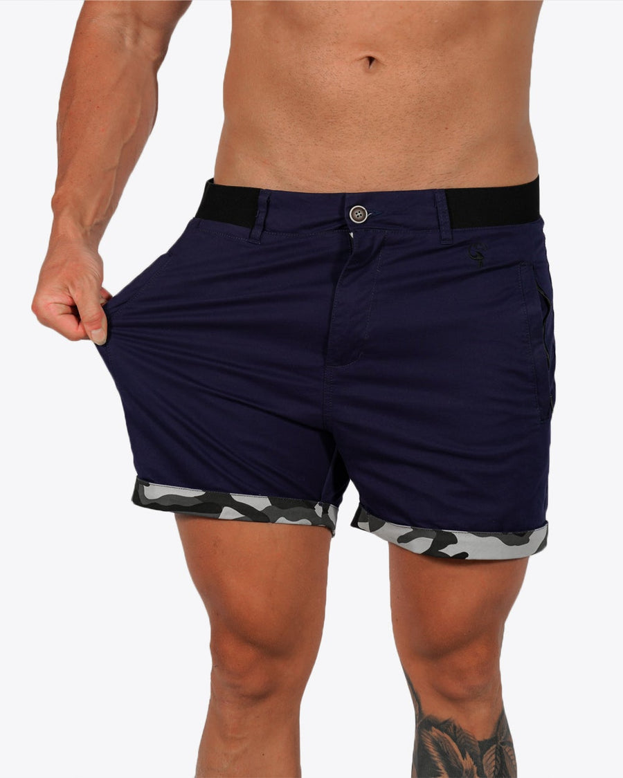 Mens Lux Shorts - Zipped Pockets Shorts - Navy Tucann 