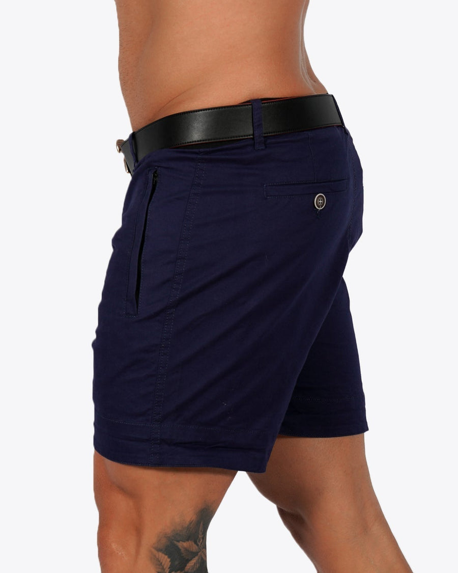 Mens Lux Shorts - Zipped Pockets Shorts - Navy Tucann 