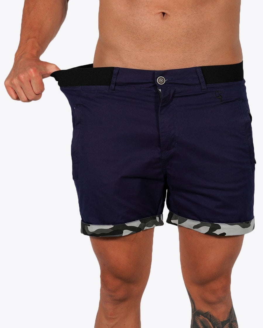 Mens Lux Shorts - Zipped Pockets Shorts - Navy Tucann 