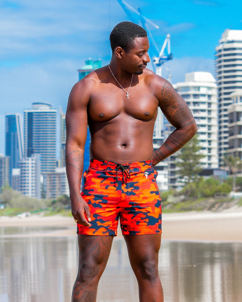 Red Camo Swim Trunks - 5" Shorts / Board shorts Tucann 