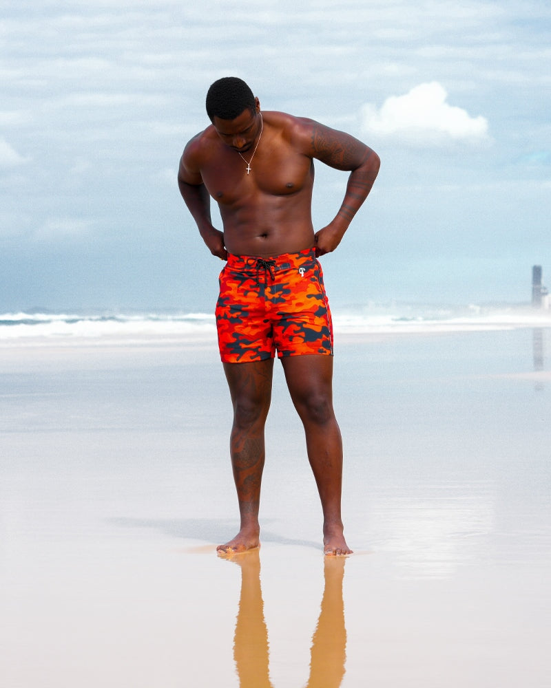 Red Camo Swim Trunks - 5" Shorts / Board shorts Tucann 