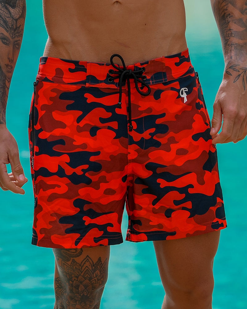 Red Camo Swim Trunks - 5" Shorts / Board shorts Tucann 