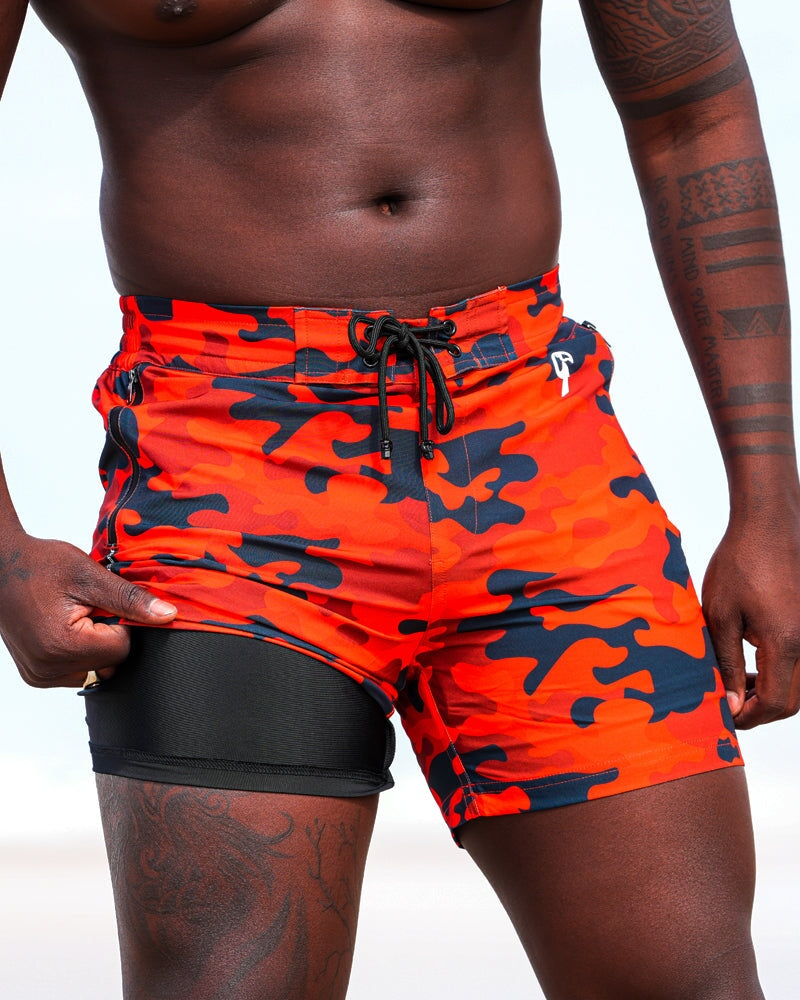 Red Camo Swim Trunks - 5" Shorts / Board shorts Tucann 