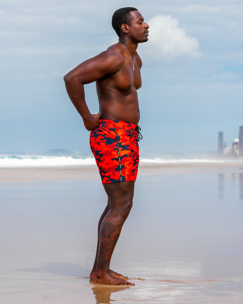 Red Camo Swim Trunks - 5" Shorts / Board shorts Tucann 