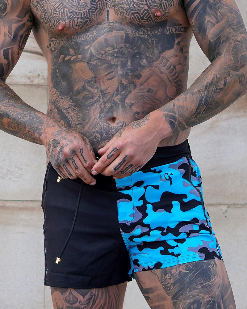 Split Camo Blue Swim Shorts Shorts / Board shorts Tucann 